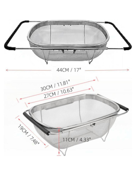 Canasta Coladora Ovalada Supercap 4qt Acero Inoxidable Expandible Canasta Coladora Ovalada Supercap 4qt Acero Inoxidable Expandible
