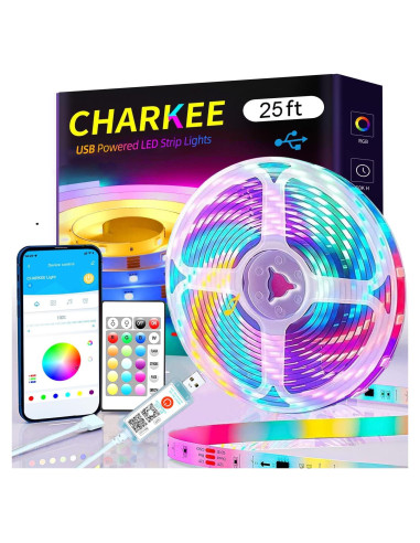 Tira de LED RGB 7.62m CHARKEE con Control Remoto y APP