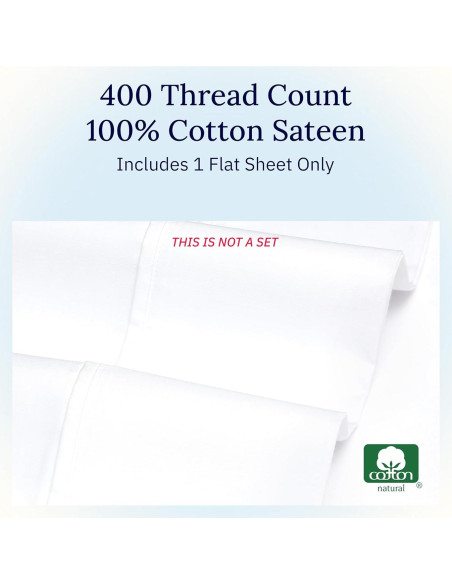 Sábana Plana Queen California Design Den 400 Hilos Algodón Blanco