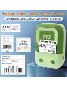 Impresora de Etiquetas FYJ Térmica Bluetooth 4x3 cm Verde 2