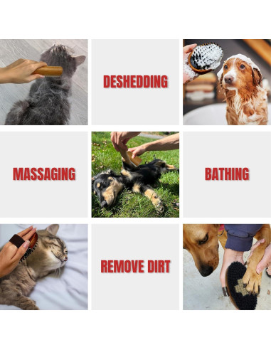 Kit de Aseo de Madera ENUKYCOM para Perros y Gatos Pelo Corto