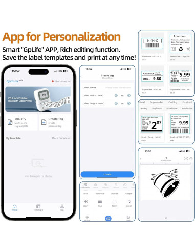 Impresora de Etiquetas FYJ Térmica Bluetooth 4x3 cm Verde