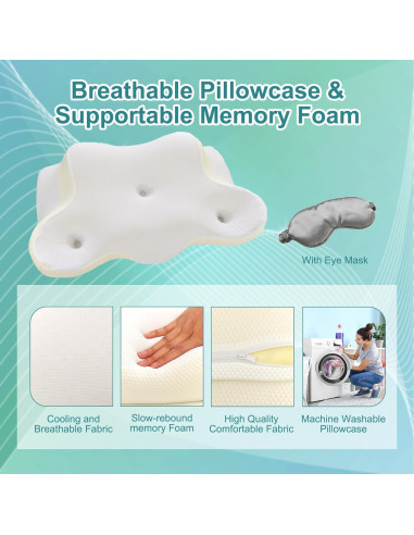Almohada Cervical Ergonómica XWZO de Espuma de Memoria 61x37.8cm