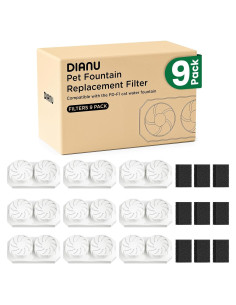 Filtros y Esponjas de Reemplazo Dianu para Fuente de Gatos 9 Paquete