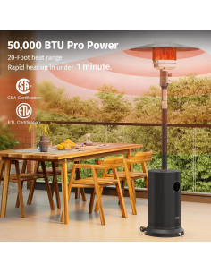 Calentador de Patio EAST OAK 50,000 BTU Propano Negro 2