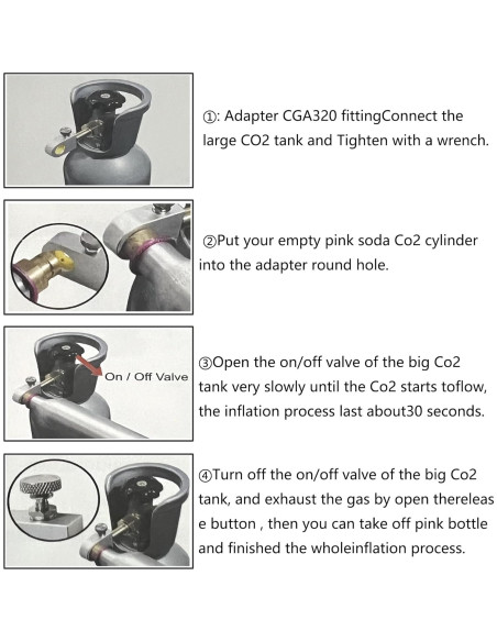 Adaptador de recarga CO2 KUMAS CGA320 con manómetro