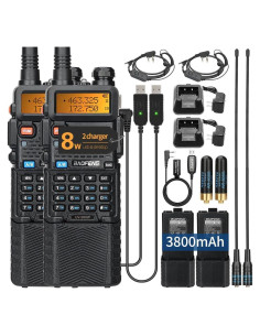 Radio Baofeng UV-5R 8W Doble Banda Portátil 3800mAh 2Pack