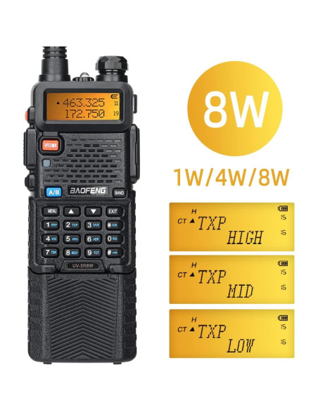Radio Baofeng UV-5R 8W Doble Banda Portátil 3800mAh 2Pack