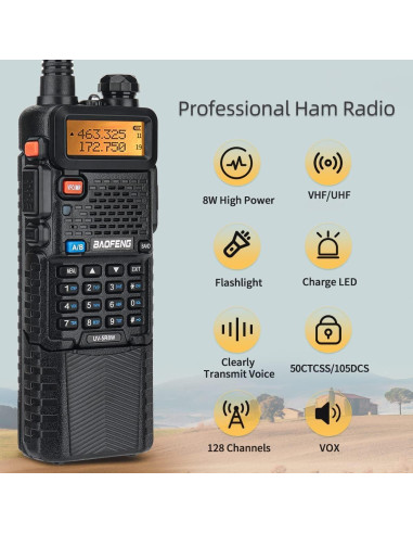 Radio Baofeng UV-5R 8W Doble Banda Portátil 3800mAh 2Pack