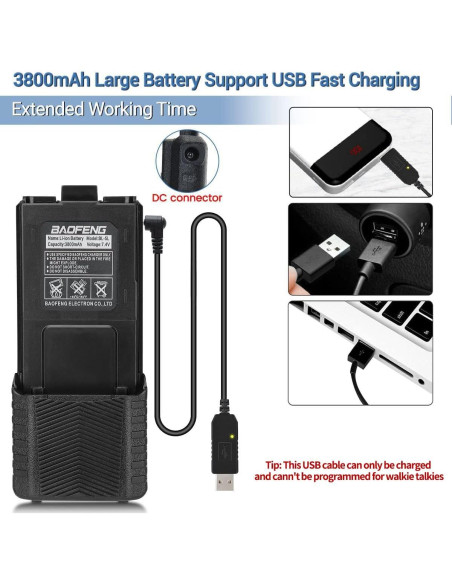 Radio Baofeng UV-5R 8W Doble Banda Portátil 3800mAh 2Pack