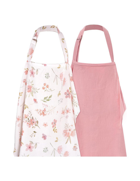 2 Cubiertas de Lactancia Muselina Rosa Algodón Transpirable