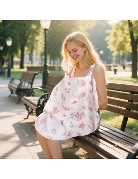 2 Cubiertas de Lactancia Muselina Rosa Algodón Transpirable