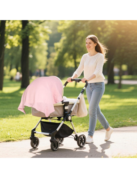 2 Cubiertas de Lactancia Muselina Rosa Algodón Transpirable