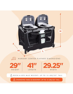 Centro de Guardería Baby Trend PY75C45B con 2 Cunas y Mesa de Cambio 2
