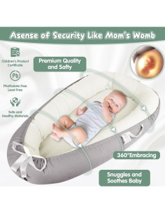 Cuna para Bebés Koknwoa Beige, Portátil y Suave, 0-24 Meses 2