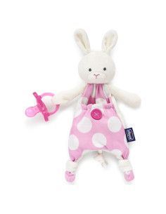 Chicco Pocket Buddies Conejo Rosa Suave Sujetador de Chupete