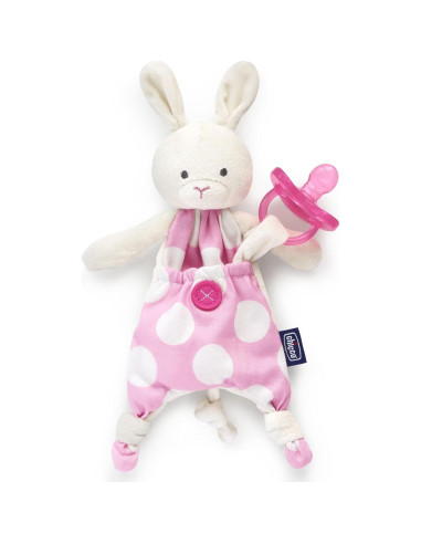 Chicco Pocket Buddies Conejo Rosa Suave Sujetador de Chupete