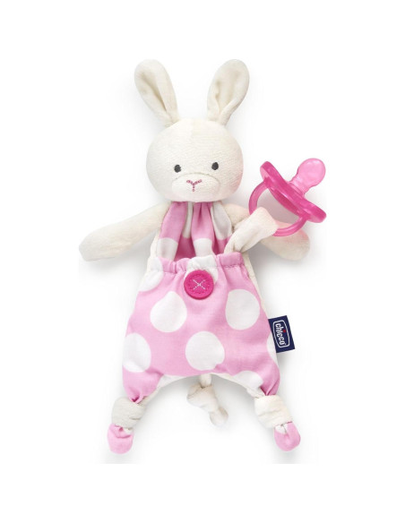 Chicco Pocket Buddies Conejo Rosa Suave Sujetador de Chupete