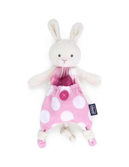 Chicco Pocket Buddies Conejo Rosa Suave Sujetador de Chupete