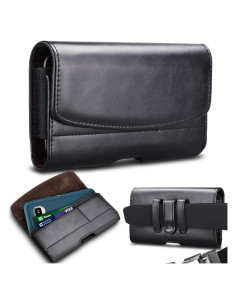 Funda de cuero Takfox para teléfonos grandes con clip