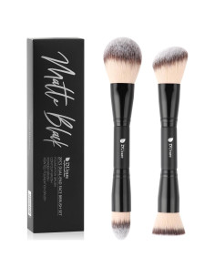 DUcare Juego de Brochas de Maquillaje Doble Punta 2 Pcs Negro