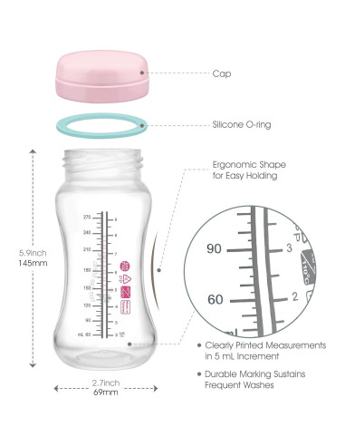 Botellas de Almacenamiento de Leche Maymom 9oz 4ct BPA Free
