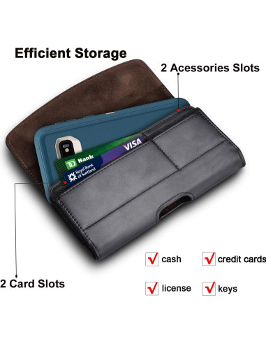 Funda de cuero Takfox para teléfonos grandes con clip