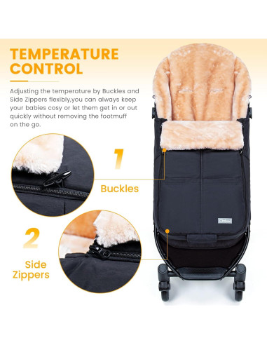 Saco de Pies Orzbow Negro para Bebé | Impermeable y Cálido