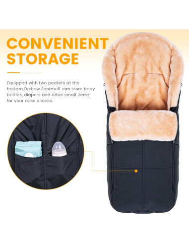 Saco de Pies Orzbow Negro para Bebé | Impermeable y Cálido