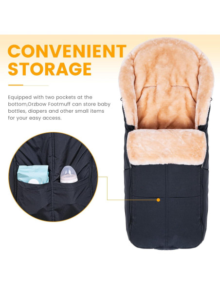 Saco de Pies Orzbow Negro para Bebé | Impermeable y Cálido