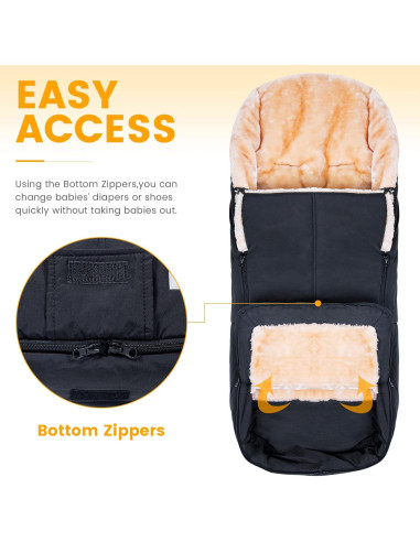 Saco de Pies Orzbow Negro para Bebé | Impermeable y Cálido