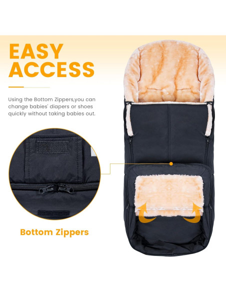 Saco de Pies Orzbow Negro para Bebé | Impermeable y Cálido