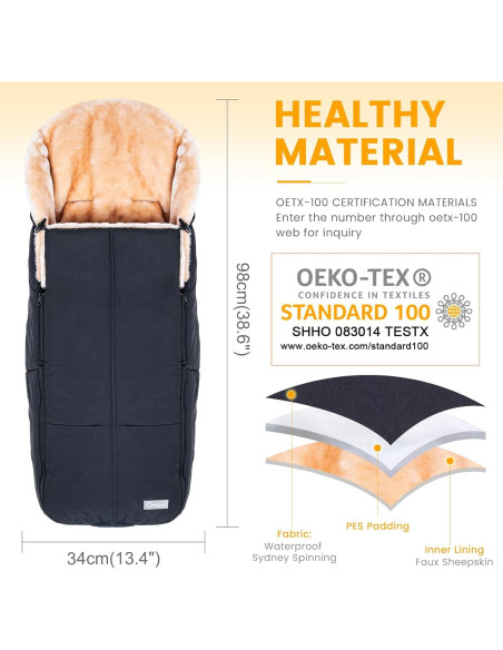 Saco de Pies Orzbow Negro para Bebé | Impermeable y Cálido