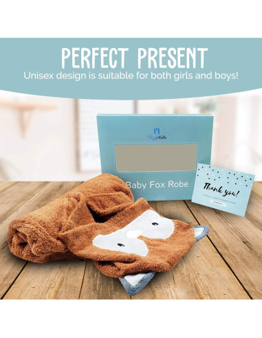 Bata de baño para bebés BlueMello Zorro 100% Algodón Unisex