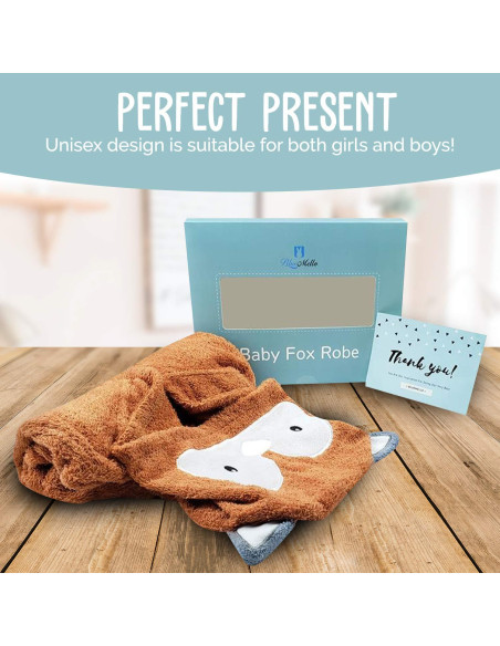 Bata de baño para bebés BlueMello Zorro 100% Algodón Unisex