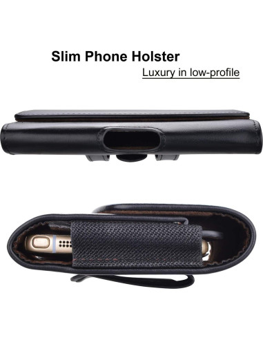 Funda de cuero Takfox para teléfonos grandes con clip