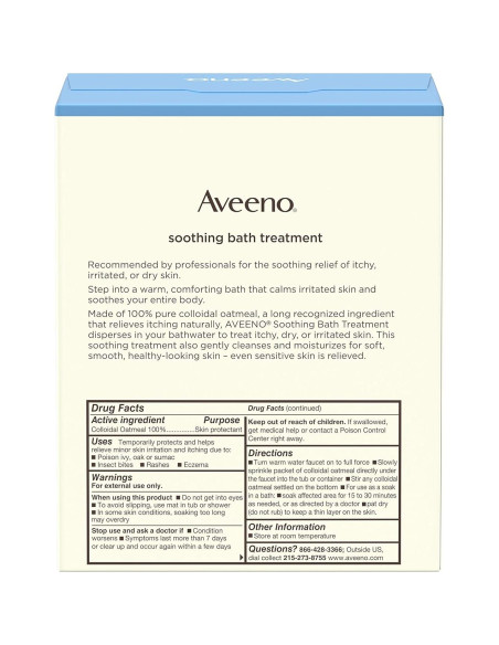 Tratamiento de Baño Calmante Aveeno Avena Coloidal 8 Sobres