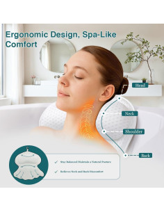 Almohada de Baño RYNEX con Ventosas y Soporte Ergonómico 2