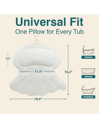 Almohada de Baño RYNEX con Ventosas y Soporte Ergonómico