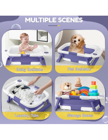 Bañera Plegable para Bebés QueenFul con Termómetro y Cojín