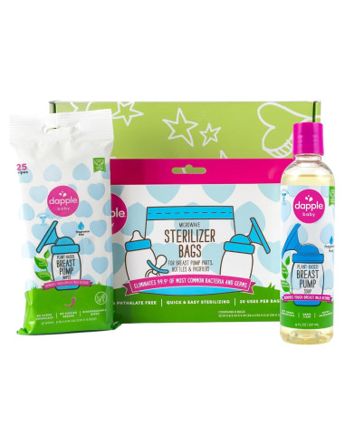 Kit de Limpieza Dapple para Extractores de Leche - 25 Toallitas, 8oz Jabón