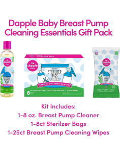 Kit de Limpieza Dapple para Extractores de Leche - 25 Toallitas, 8oz Jabón 2