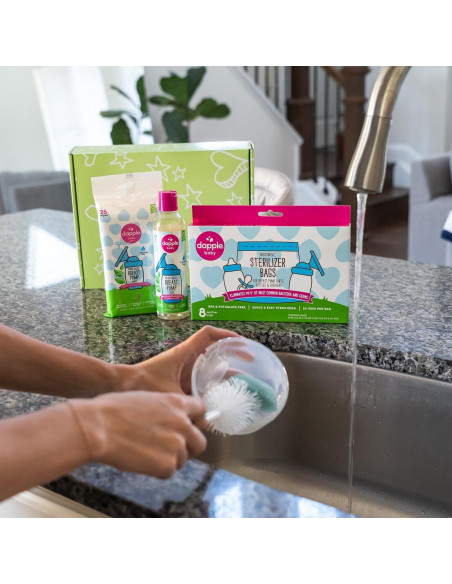 Kit de Limpieza Dapple para Extractores de Leche - 25 Toallitas, 8oz Jabón