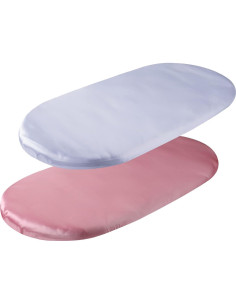 Juego de Sábanas para Cuna de Satén Tcmyyund Rosa y Blanco 2