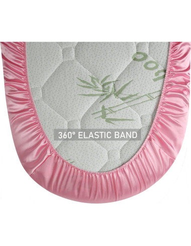 Juego de Sábanas para Cuna de Satén Tcmyyund Rosa y Blanco