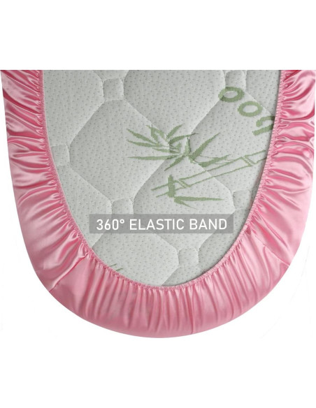 Juego de Sábanas para Cuna de Satén Tcmyyund Rosa y Blanco