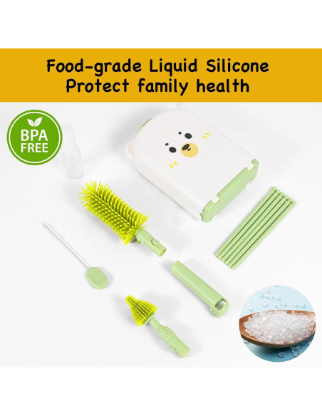 Juego de Cepillos para Biberones Lijroavy 7 en 1 Verde