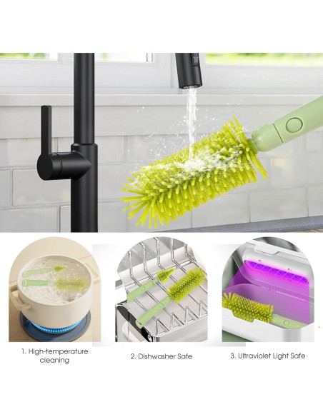 Juego de Cepillos para Biberones Lijroavy 7 en 1 Verde