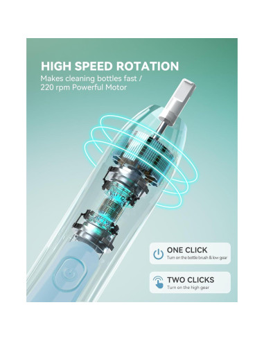 Limpiador Eléctrico de Botellas Festiva - Set de Cepillos Verde