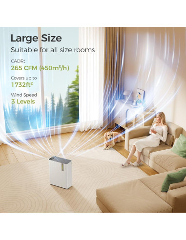 Purificador de Aire Dhyala KJ01 con Humidificador 100mL Blanco